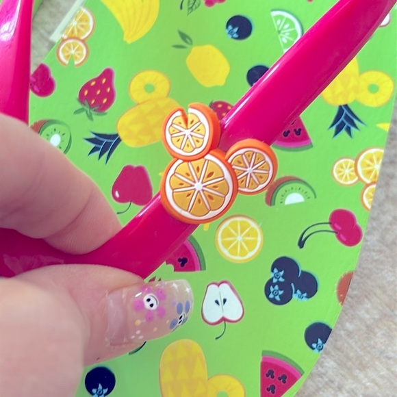 Brand New Disney Park Colorful Fruit Thong Flip Flops Sandals Green Mickey Mouse - Picture 6 of 15